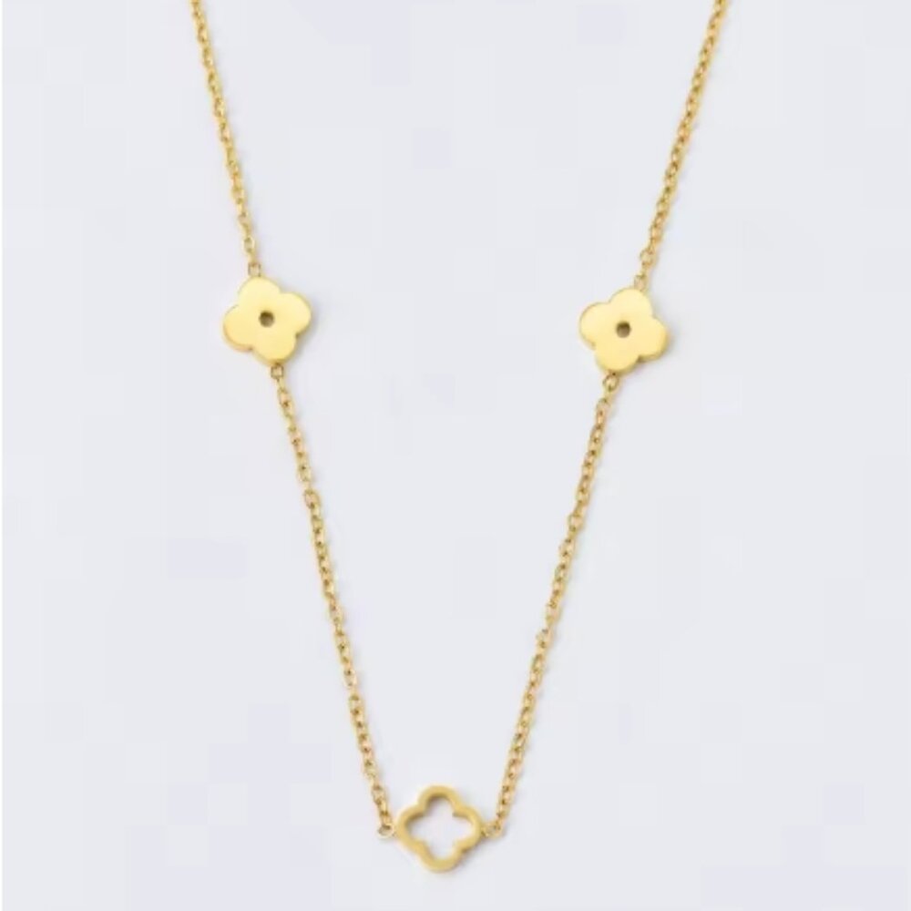 Women's Gold Clover Necklace, Women's Necklace, Gold Necklace, Gold Jewelry
